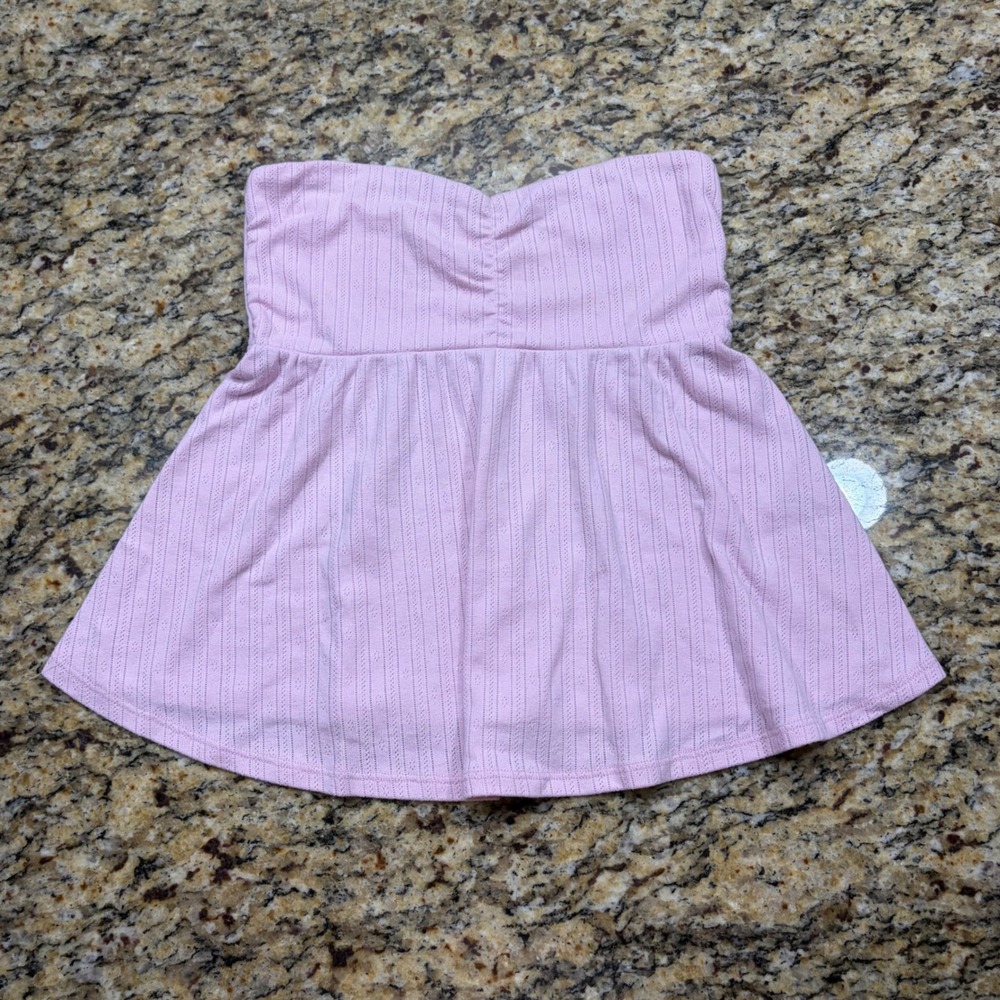 Hollister Pink Pointelle Strapless Babydoll Tube Top Medium v